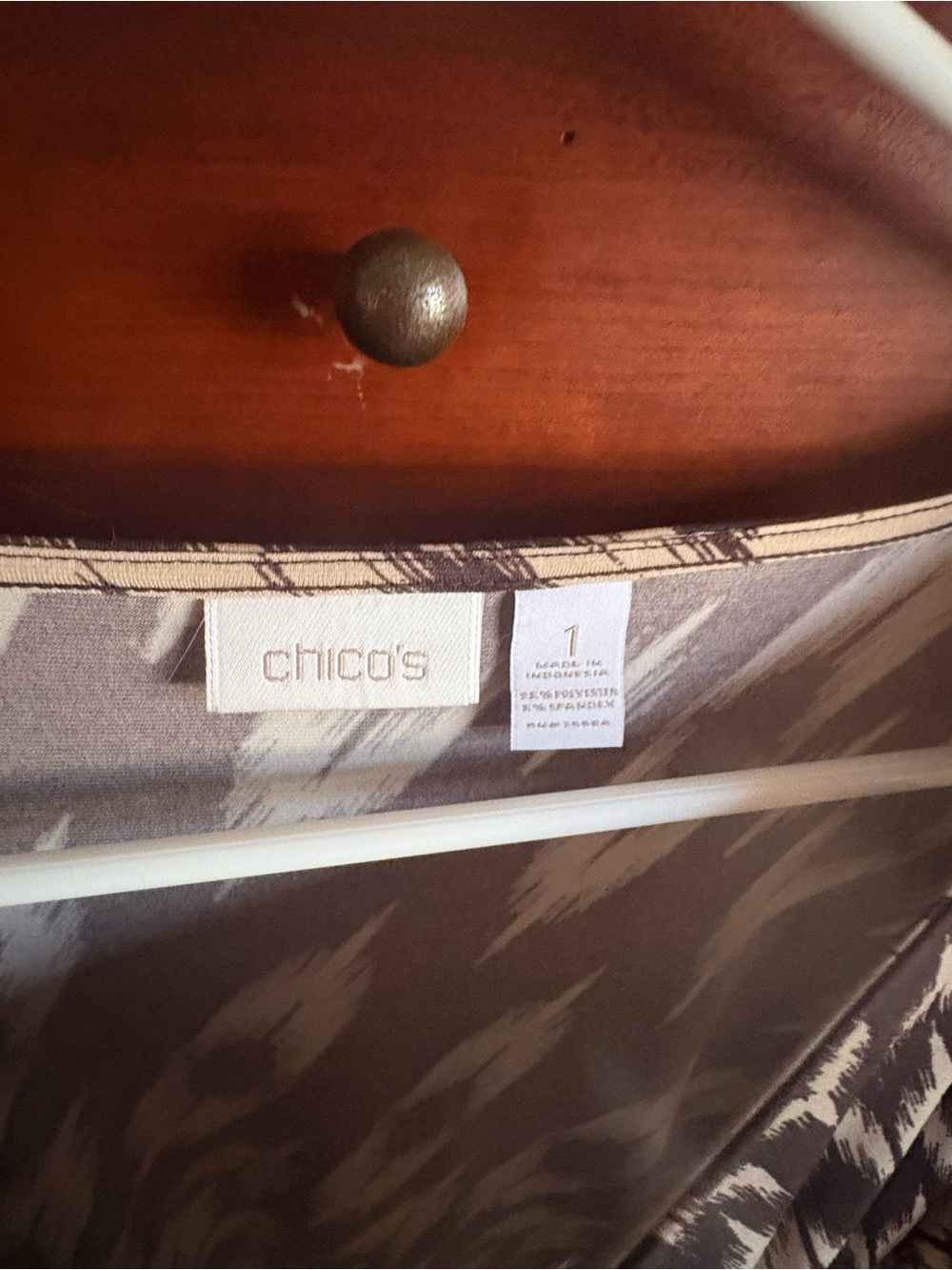 Chico's Brown and Cream Abstract Stripe Long-Sleeve Top - Picture 2 of 5
